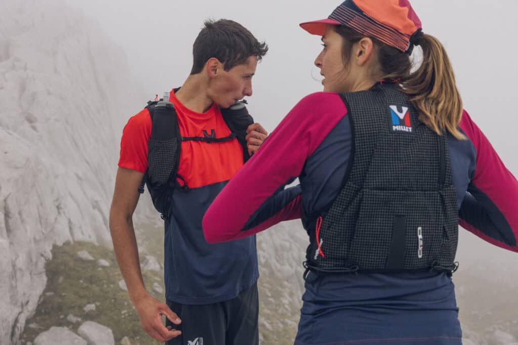 L'atleta Millet Sebastien Guichardaz con Sandra Sevillano