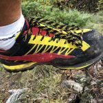 Kayland Vertex Red Yellow, scarpa da avvicinamento,in azione