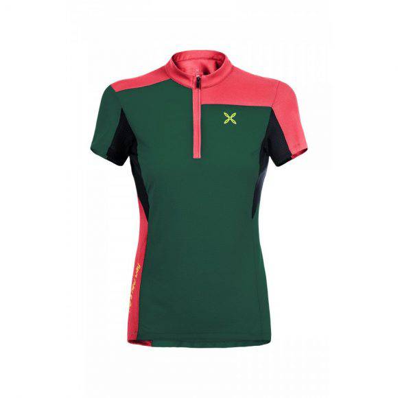 Montura Selce Zip T-Shirt W verde foresta-coral fluo