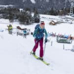 Una partecipante risale lungo il percorso La Sportiva dalla Base Test dei Vibram Skimodays Bormio 23