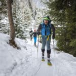 Un partecipante risale lungo il percorso SCARPA dalla Base Test dei Vibram Skimodays Bormio 23