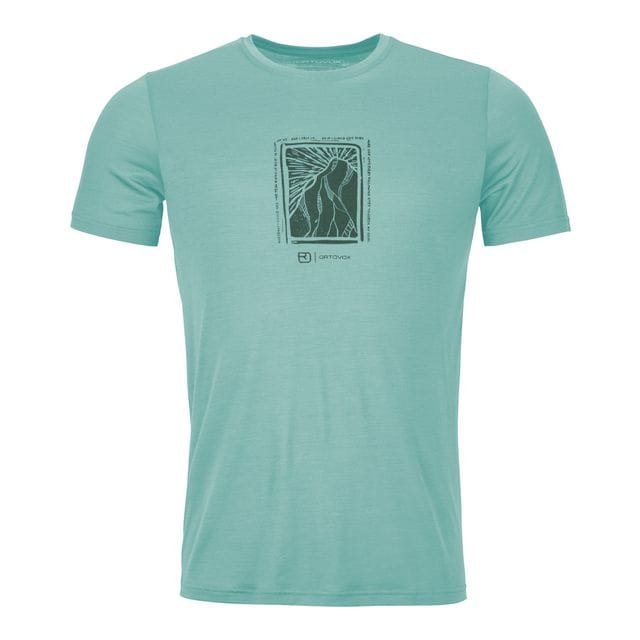 T-shirt Ortovox 120 Cool Tec Mnt Cut, uomo, in colore aquatic ice.