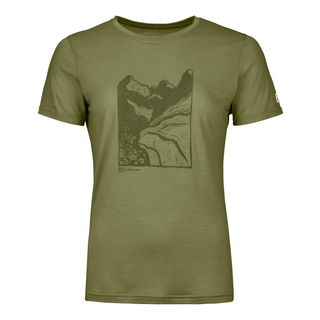 T-shirt Ortovox 120 Cool Tec Mnt Cut, donna, in colore wild herbs.