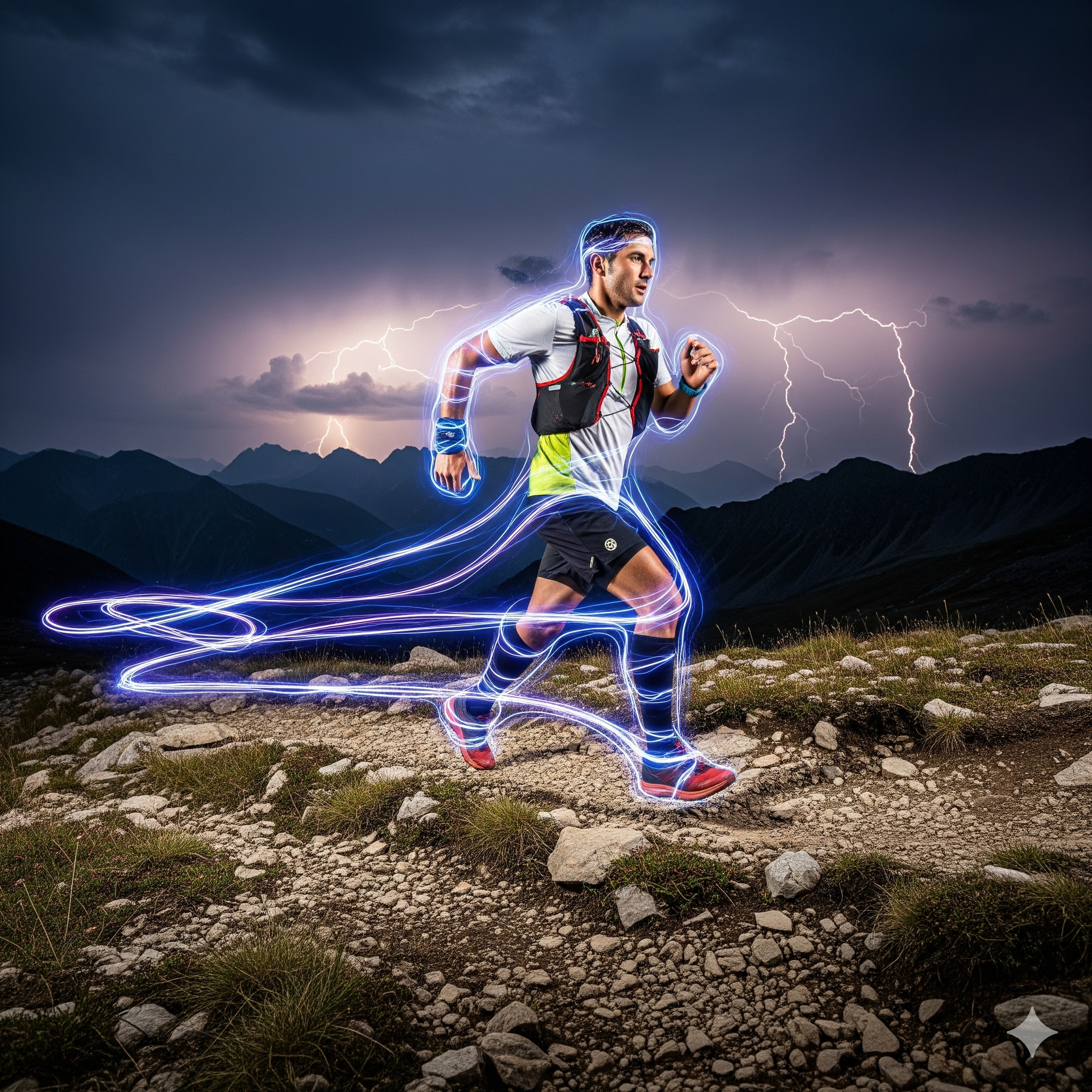 Trail runner durante temporale