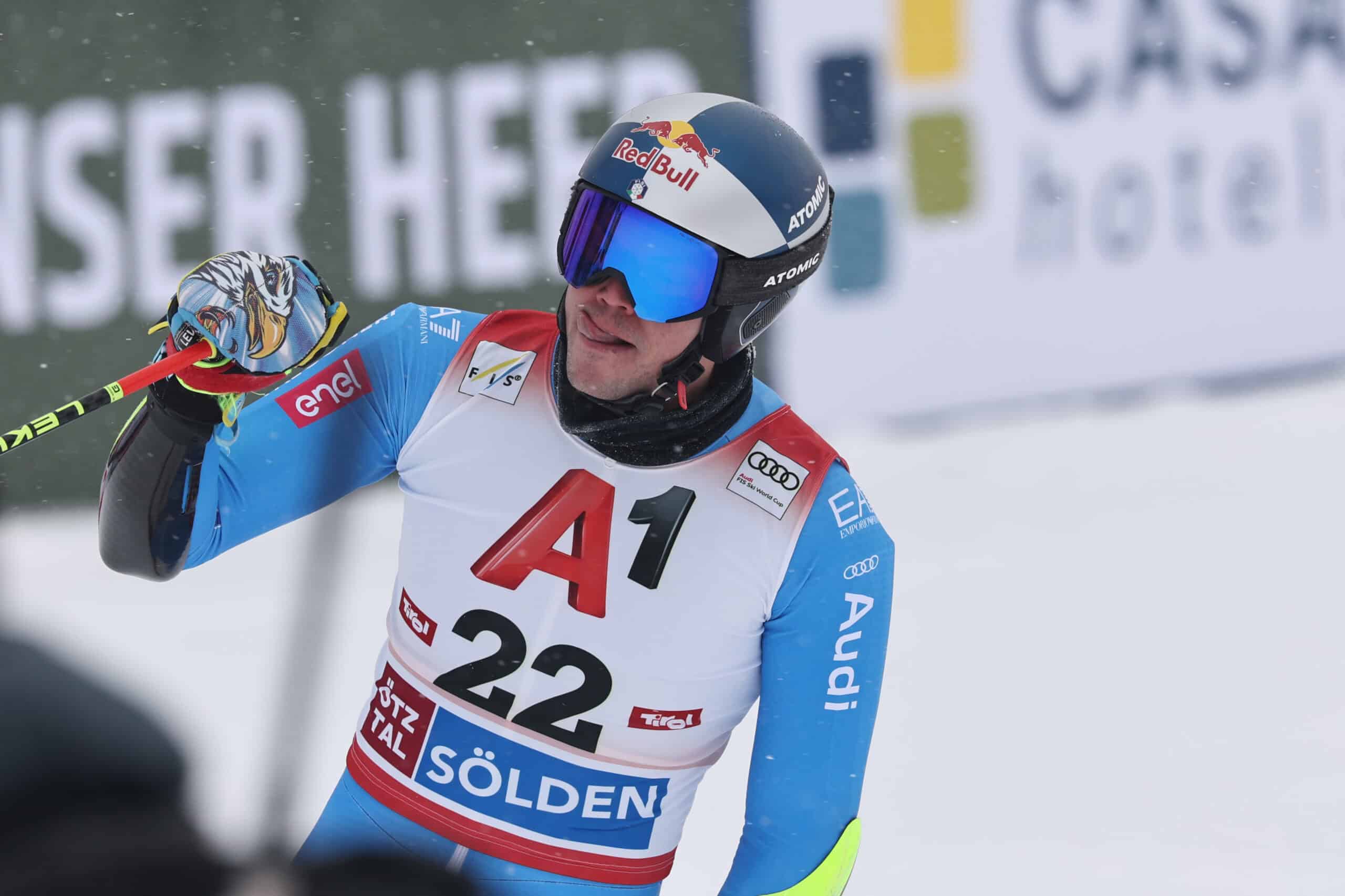 Alex Vinatzer recupera fino all'8 posto finale.Photo: Marco Trovati/Pentaphoto