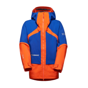 Mammut Eiger Nordwand Pro HS Hooded Jacket Men, colori classici arancio e blu.