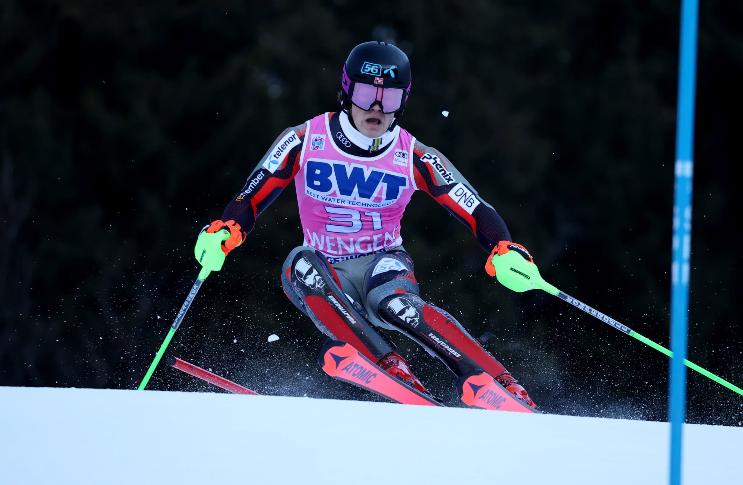 Lucas Braathen (non ancora Pinheiro) a Wengen 2021. photo Luciano Bisi /Pentaphoto