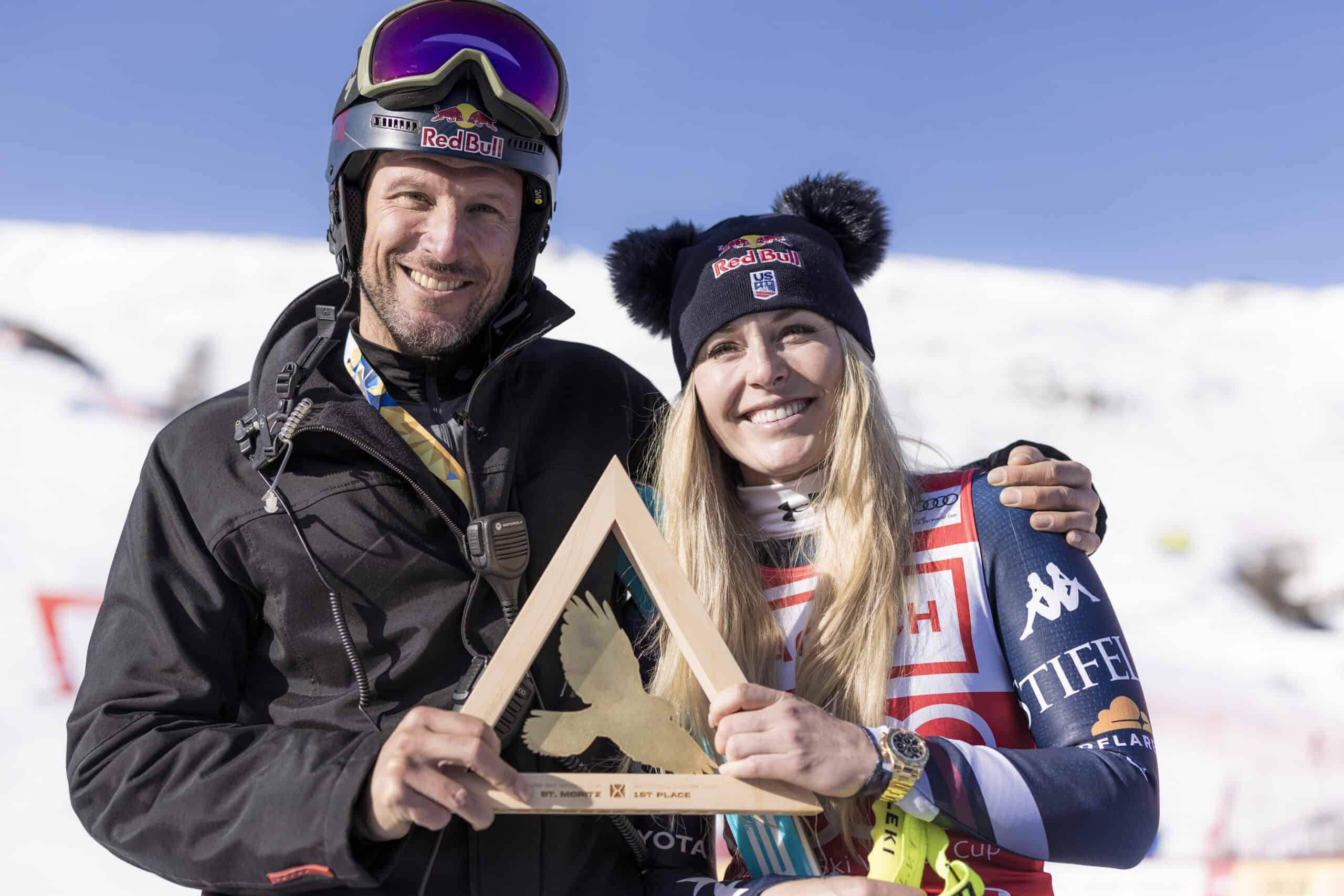 Lindsey Vonn e Aksel Lund Svindal. Photo Gabriele Facciotti | Pentaphoto // Erich Spiess / Red Bull Content
