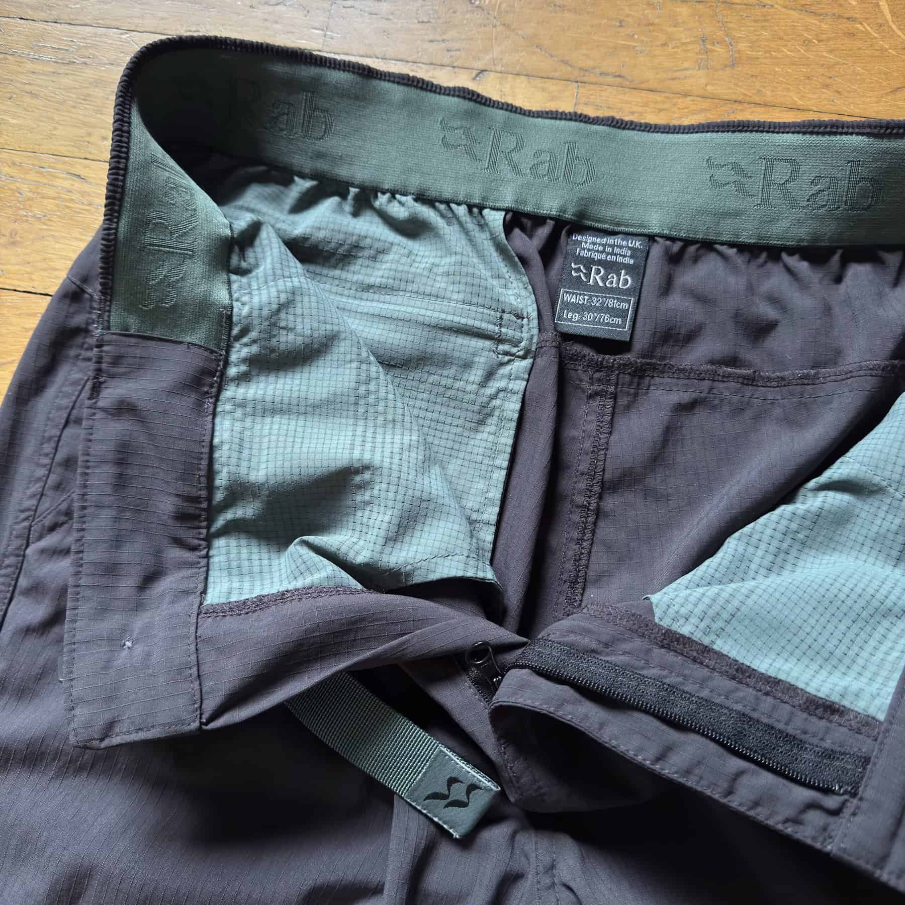 Rab Agden pants dettaglio della parte interna superiore