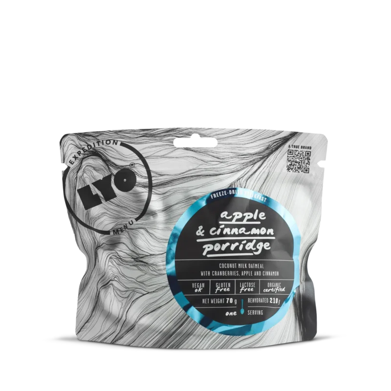 LYOFOOD Apple & Cinnamon Porridge – busta liofilizzata Expedition Menu, fronte