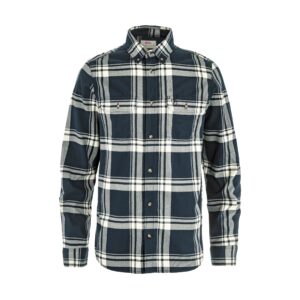 Fjällräven Övik Lite Flannel Shirt M Dark Navy Chalk White vista frontale