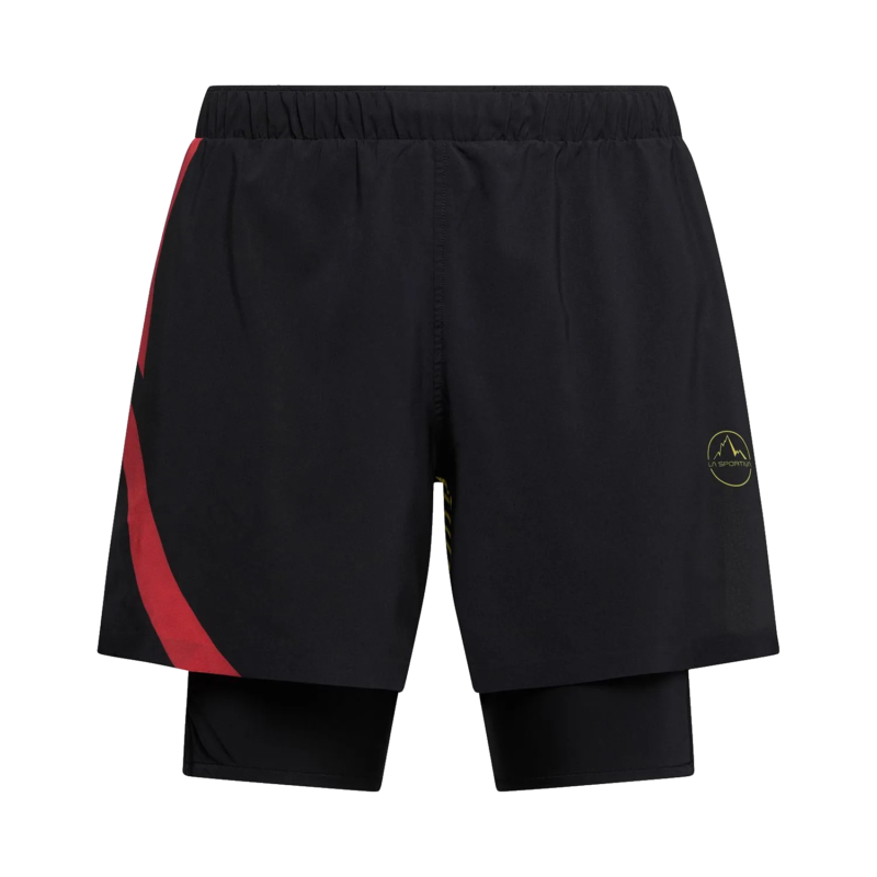 La Sportiva Flow 5" Short M pantaloncini trail running uomo Black/Yellow vista frontale