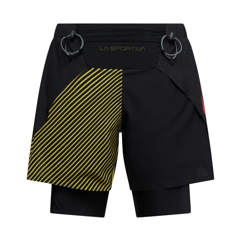 La Sportiva Flow 5" Short M pantaloncini trail running uomo Black/Yellow vista posteriore