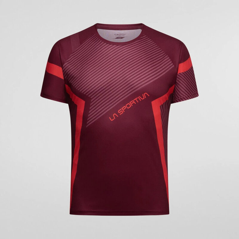 La Sportiva Flow T-Shirt M trail running uomo Sangria/Cherry