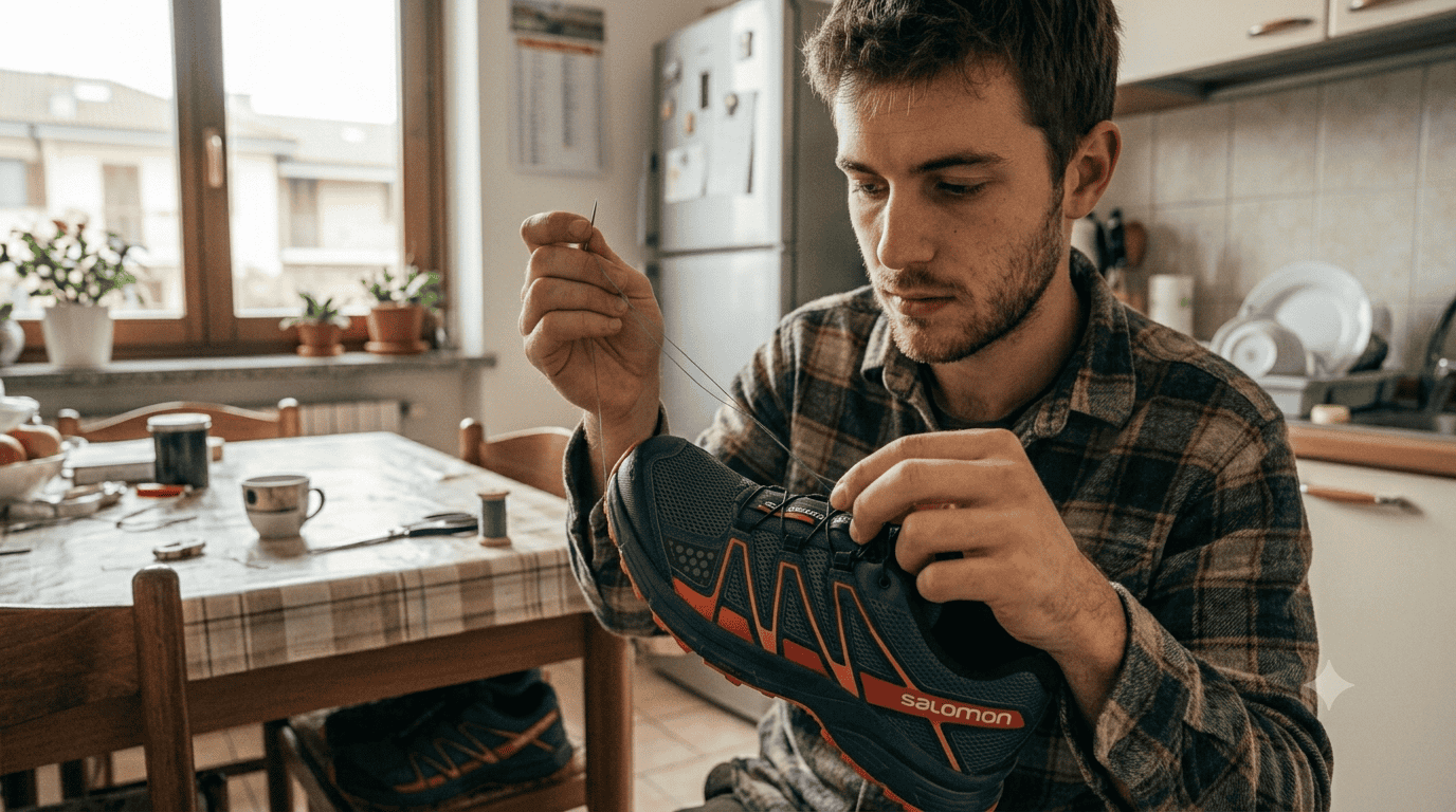 Riparazione mesh scarpa trail